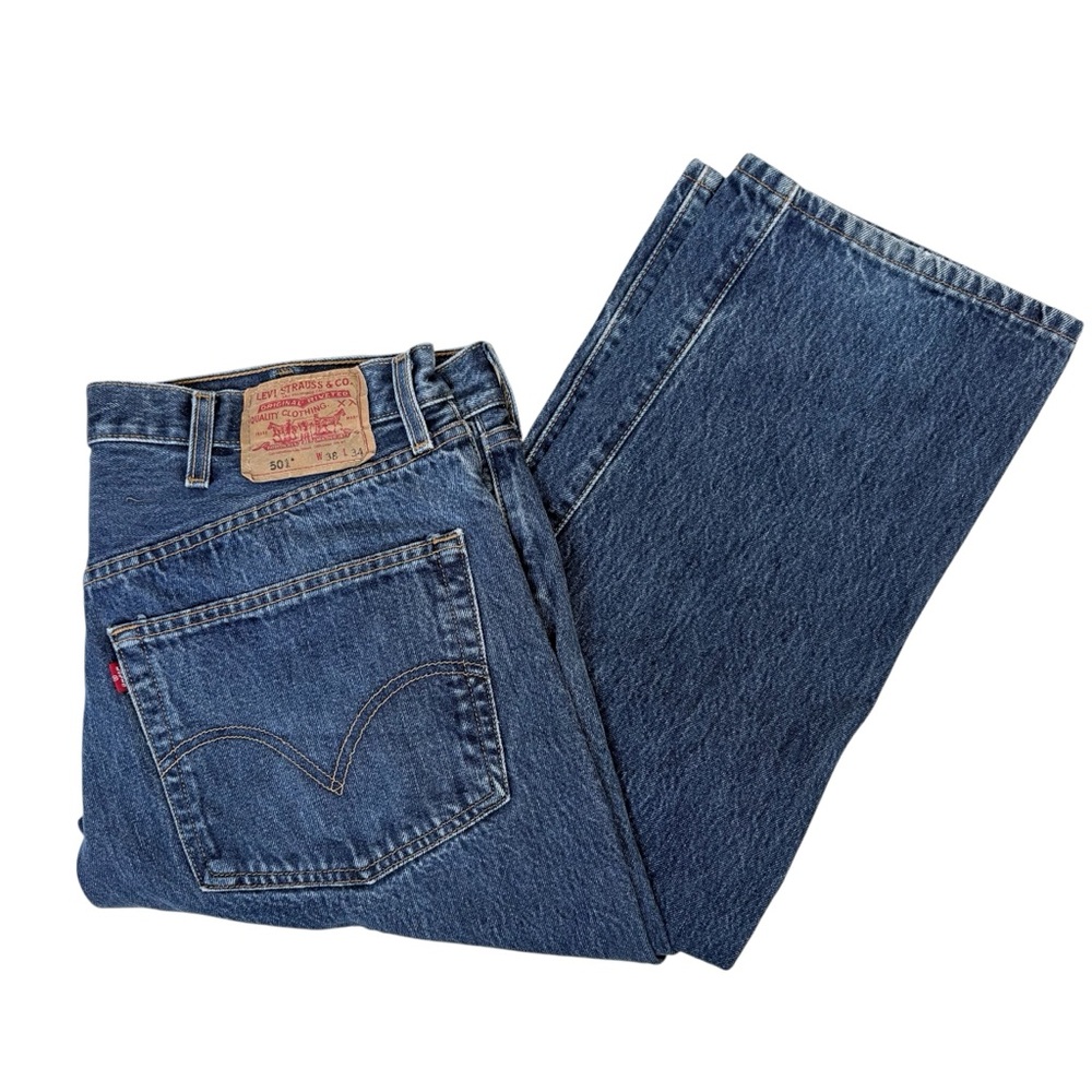VTG Levi's 501 Men's Blue Straight High Rise Jeans Sz 38 Button Fly